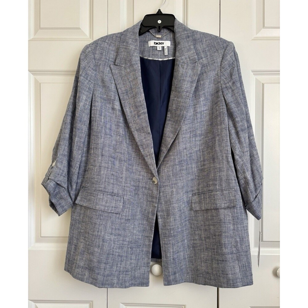 DKNY WOMEN'S BLAZER PLUS SIZE 18W and 22W 3/4 SLEEVE PEAK LAPEL ROLL SLEEVE